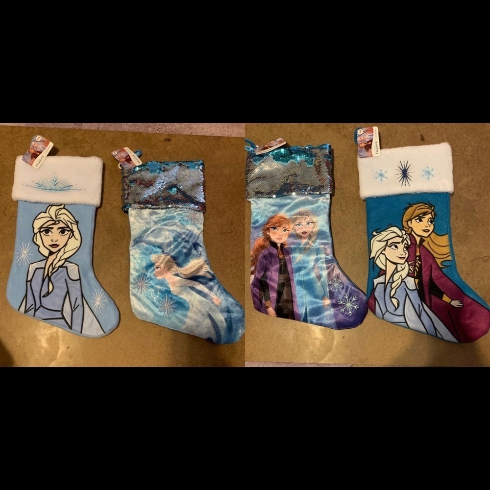 6 nwt disney’s frozen 2 christmas stockings anna Elsa blue white